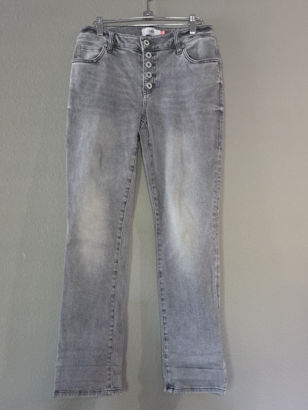 CAbi Button-Fly Straight Jeans - Steel Gray